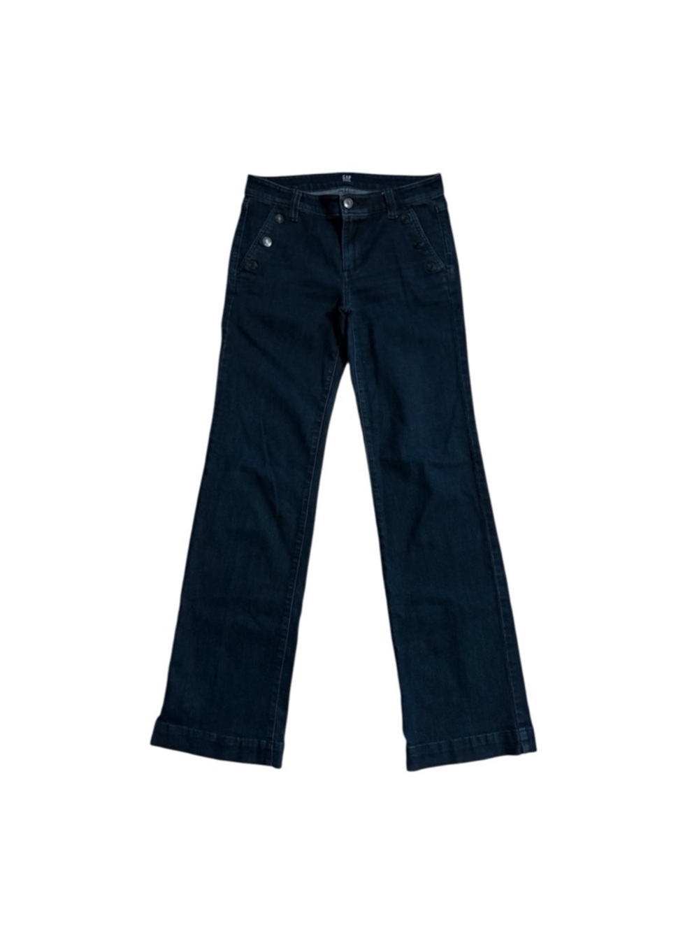 Gap denim dark wash wide legs jeans with pocket button accents